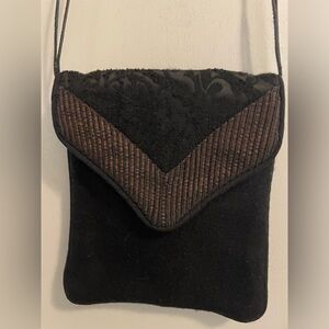 Mary Lynn O’Shea Black Brown Fabric Crossbody Purse